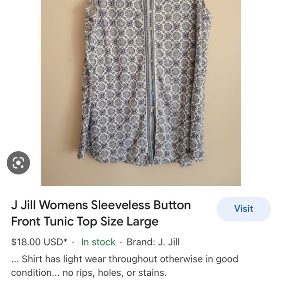 J. Jill women’s button down front tunic sleeveless top medium - Picture 6 of 8